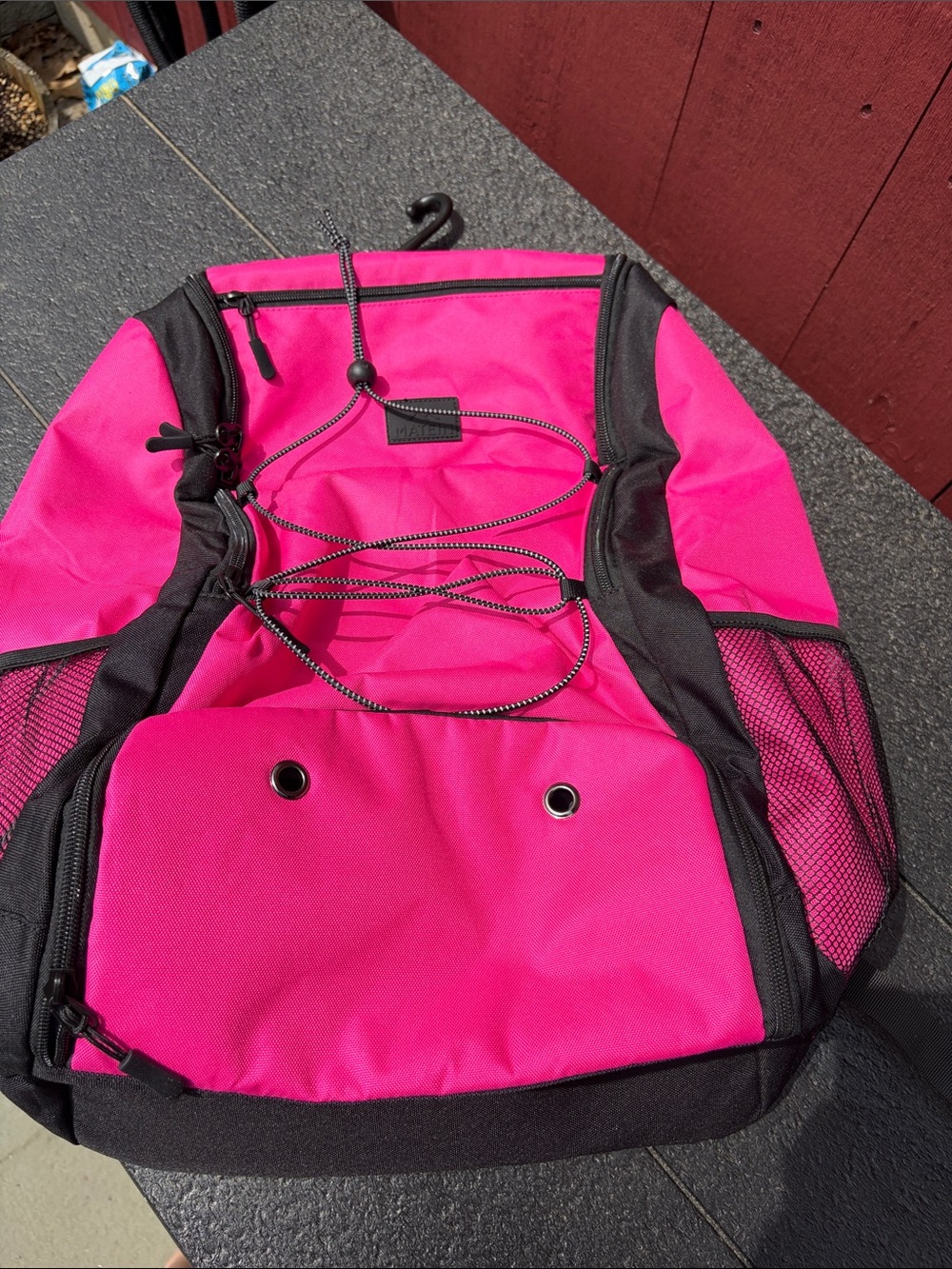 Kids Pink Backpack with Bungee Cord Storage